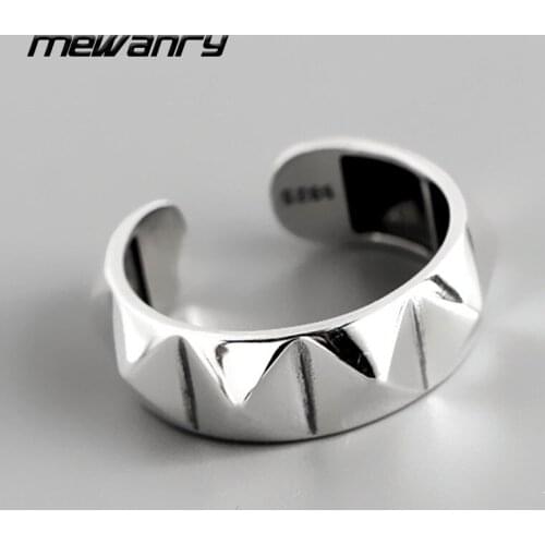 Mewanry 925 Sterling Silver Open Rings New Trendy Elegant Vintage Hip Hop Couples Simple Handmade Geometric Punk Party Jewelry