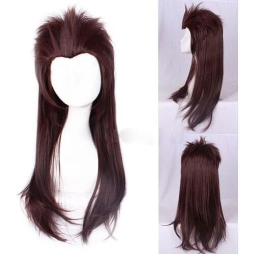 Sally face Sallyface Larry Wig 65cm Long Slicked Brown Heat Resistant Synthetic Hair Cosplay Costume Wig + Track + Wig Cap