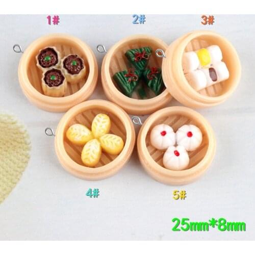 10pcs 25*8MM Mix Resin Simulated food dumpling charms pendant miniature craft jewelry making Material Creative Diy Accessories