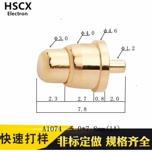 Spring Probe A1074 Positioning Mold Thimble Test Needle Flat Round Head Screw Thread Probe High Current Thread Pogo Pin