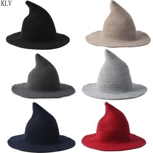 Halloween witch hat Mens and Womens wool Knit Hat Fashion Solid Hat Diversified along the Hat Girlfriend Gifts