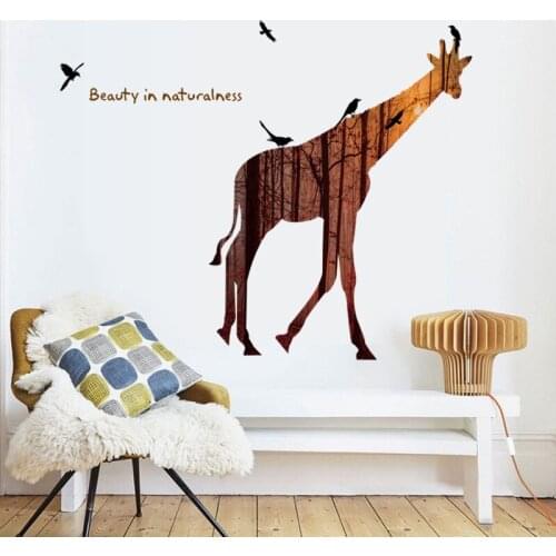 Silhouette Giraffe Living Room Background Modern Nordic Style Wall Decoration Wall Stickers Wall Decorations Living Room