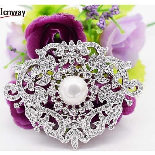 Rhinestone inlay silver Plated brooch 5cm For DIY bracelet necklace Free shipping wholesale