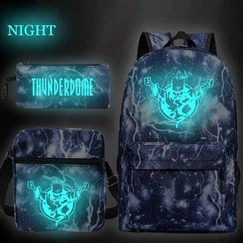Thunderdome Luminous Backpack 3 Pcs Set Child Teens Student Back to School Bag Girl Boy Toddler Shoulder Book Rucksack