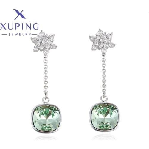 Xuping Fashion Jewelry New Arrival Luxury Wedding Gifts with Colorful Crystals Drop Earrings for Women