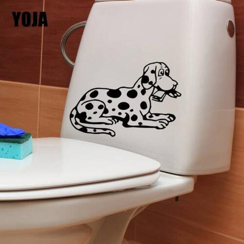 YOJA 23.9X16CM Cartoon Home Decor Wall Stickers Toilet Decal Dalmatian Dog Puppy Animal Friend T5-1635