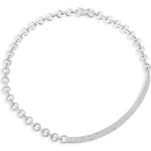 SLJELY Fashion Real 925 Sterling Silver White Multi-circles Round Chain Necklace Micro Cubic Zirconia Stones Women Brand Jewelry
