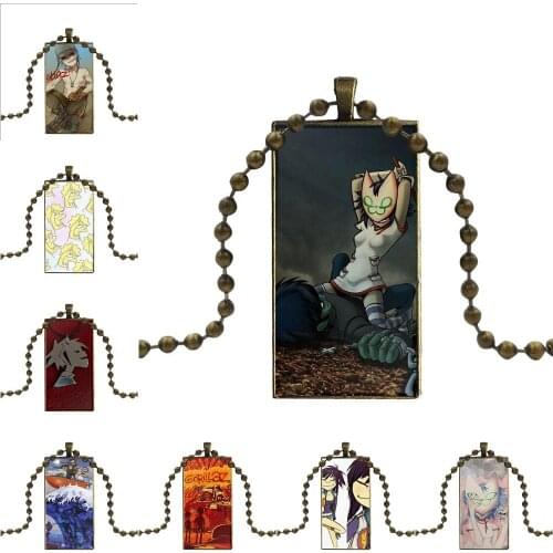 For Women Party Gift Necklace Fashion Long Chain With Rectangle Necklace Jewelry 2019 Cartoon Gorillaz Boat Pattern