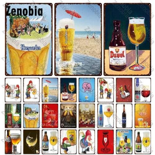 Tin Sign Metal Painting Beer Chouffe Classic Beer Wall Decor for Theme Bar Pub Club Home Hotel Man Cave Iron Sheet Tin Plates