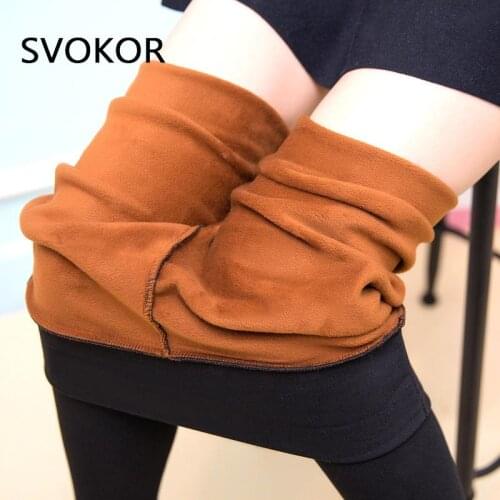SVOKOR Winter Leggings Women Thick Keep Warm Slimming Plus Size Velvet Legging High Waist Skinny Elastic Pencil Pants Feminina