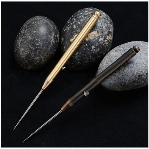1 Pcs Outdoor Portable Multifunctional Spring Telescopic Toothpick Barrel Alloy + Toothpick Waterproof Brass Titanium N9P2