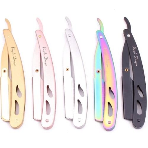 1pcs Professional Manual Shaver Straight Edge Stainless Steel Sharp Barber Razor Folding Shaving Beard Cutter Multicolor