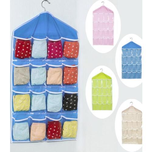 16 Pockets Foldable Wardrobe Hanging Bags Socks Briefs Organizer Clothing Hanger Closet Shoes Underpants Storage Bag J2Y