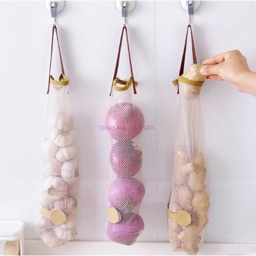 500pcs Creative Vegetable Onion Potato Storage Hanging Bag Hollow Breathable Mesh Bag Kitchen Garlic Ginger Mesh Storage Bag