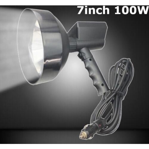 7 Inch Ultra Bright 12V 100W 8000LM HID xenon Lamp HID Spot Light Outdoor handheld hunting Camping fishing Searchlight Black