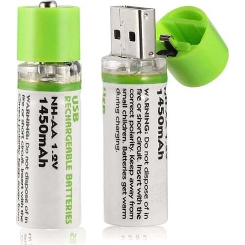 1-10Pcs AA Battery Nimh AA 1.2V 1450MAH Rechargeable Battery NI-MH USB AA 1450MAH for Remote control, razor, radio use