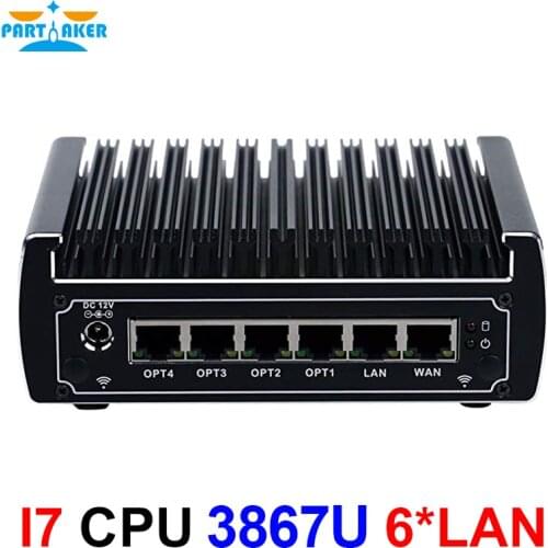 Fanless hardware firewall pfsense mini pc Kaby Lake celeron 3865U 3855U with 6*RJ45 LAN firewall router support AES-NI 4*USB3.0