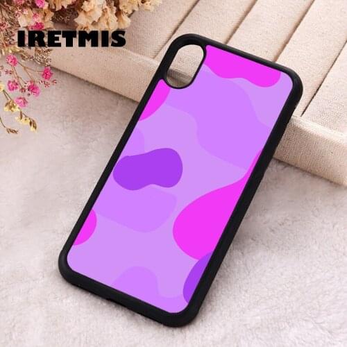 Iretmis 5 5S SE 2020 Phone Cover Case for iPhone 6 6S 7 8 Plus X Xs XR 11 12 Mini Pro Max Silicone Purple and Pink Camo Blobs