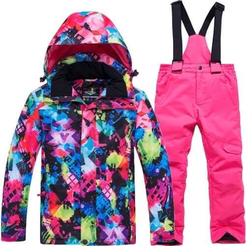 Childrens Ski Suit 2020 New Childrens Suits Waterproof Windproof Warm -30 Degree Boys Girls Snowboard Jacket + Ski Pants Sets
