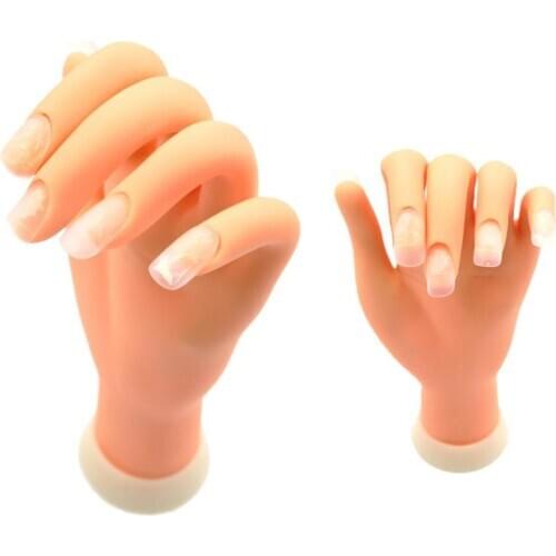 Nail Art Practice Flexible Soft Plastic Model Hand Training Tool for Acrylic/Gel Nail Training Hand Nail Art Practice Display