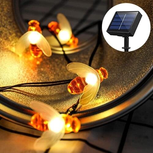 20 50 Led Solar Powered Honey Bee Fairy Lights Waterproof Garden Decorations Hanging String Lights for Xmas Grass Lawn Garden