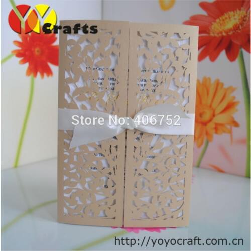 Hot sale beautiful leaves invitations Laser Cut Wedding Invitation Cards
