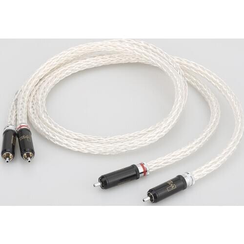 Hi-End 8AG Silver Plated OCC 16 Strands Audio Cable With WBT RCA Plug Cable HIFI 2RCA TO 2RCA Cable
