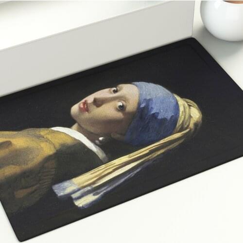 Oil Paintings Floor Mat Kitchen Doormat Bedroom Living Room Decor Rectangular Large Area Rugs Mona Lisa Smile Printed Carpet