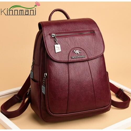 New Style 9 Color High Quality Leather Backpack For Women High Capacity Ladies Travel Backpack School Grils Shoulder Bags Preppy