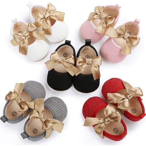 Newborn Baby Girls Princess Bowknot Shoes Toddler Infant Prewalker with Hook First Walkers Children Clothing Crib Sole Sneaker