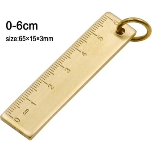 6cm Small Copper Ruler 3mm Thickened Brass Metal Ruler Copper Key Pendant Number Plate Drafting Supplies Mini Rulers