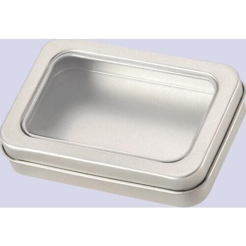 5 Pieces No Logo Rectangular metal box with full window metal packaging box Size 115x85x22MM 4.53x3.35x0.87 inch tin box