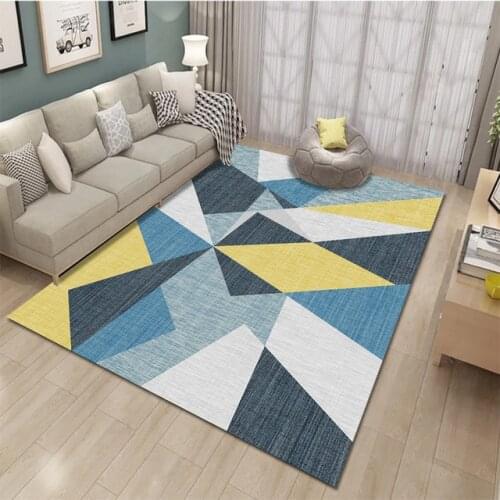 Washable Carpet Rug For Living Room Modern Printing Geometric Floor Parlor Mat Bedroom Washroom