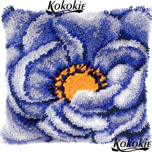 Latch hook rug kits flowers pillow Cross stitch embroidery needlework sets Handicraft Crocheting Rug Yarn Patchwork Pillowcase