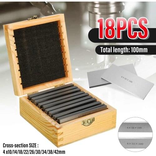 18 Pcs/Box High-precision Manufactured Parallel Pad Gauge Block CNC Milling Pads Set 100mm x (10-42mm) Alloy Steel Good Quality