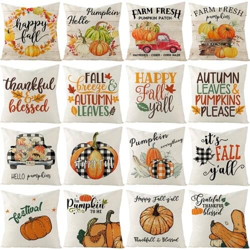 Colorful Pumpkin Pillow Case Linen 45*45cm Decor Plant Cushion Cover for Car Sofa Pillowcase