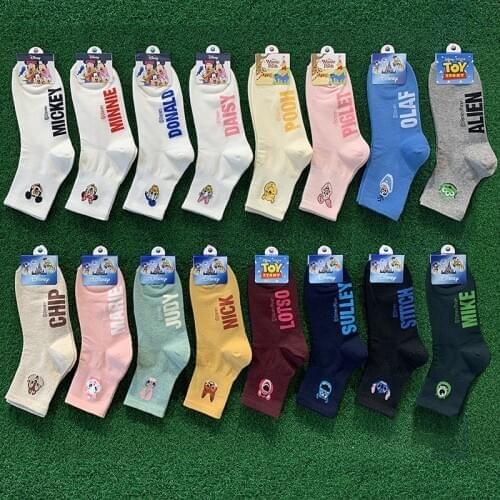 Kawaii Disney Korean Style Women Cute Cartoon Mickey Minnie Socks Fashion Funny Happy Novelty Autumn Summer Women Sock Cotton