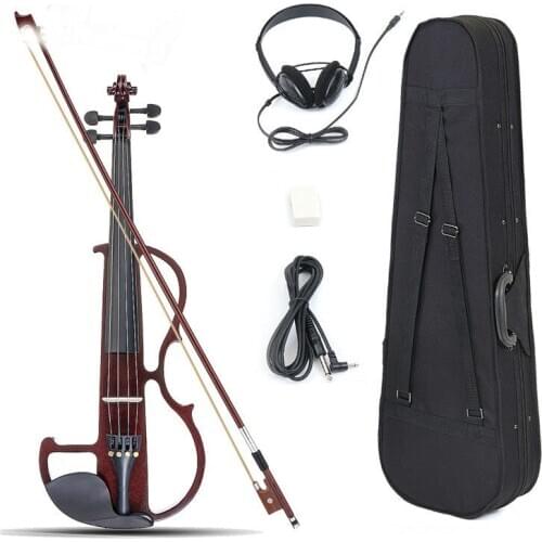 New Arrival 4/4 Electric Violin Basswood Panel Aluminum Alloy String With Headphone Case Rosin Connecting Line 4 Colors Hot Sale