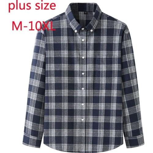New Arrival Fashion Super Large Spring And Autumn Young Men Oversized Plaid Long Sleeve Casual Shirts Flannel Plus Size L-10XL