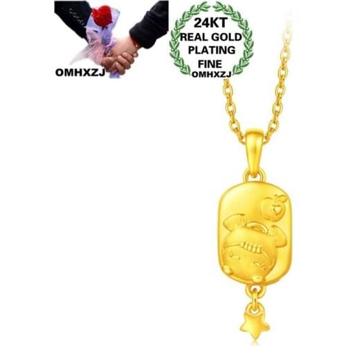 OMHXZJ Jewelry Wholesale CA404 European Fashion Fine Woman Girl Party Birthday Wedding Gift Star Heart 24KT Gold Pendant Charm