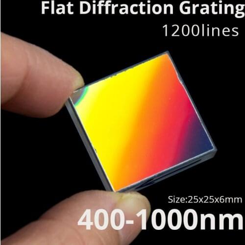 1PC 25x25mm 1200 Lines K9 Optical Glass Flat Diffraction Grating Teaching spectral decomposition Precision component Detect