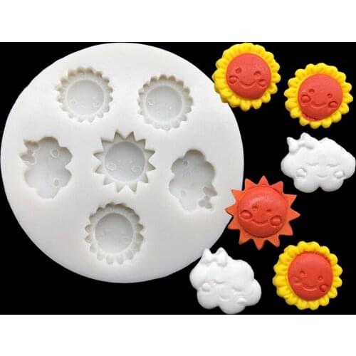 Wholesale 10 pcs/lot Cartoon Sun Cloud Silicone Sugarcraft Mold Chocolate Cupcake Baking Fondant Cake Decorating Tools