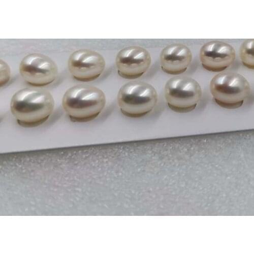 Wholesale 15pairs rice shape half drilled genuine pearl for earring pendants