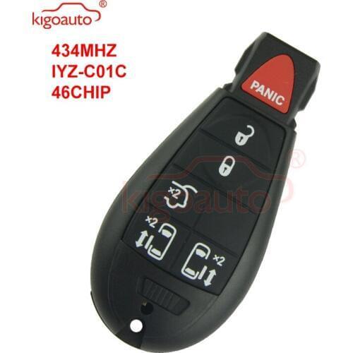 Kigoauto #9 Fobik key remote 5 button with panic 434Mhz IYZ-C01C for Dodge Grand Caravan 2009 2010 2011 2012