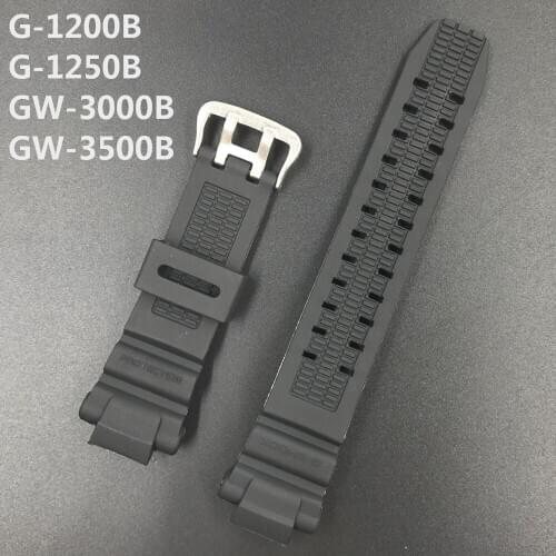 Watchband For Casio GW-3500B GW-3000B GW-2000 Sport Watch Band Black Soft Silicone Rubber Pin Buckle Strap Bracelet For Man