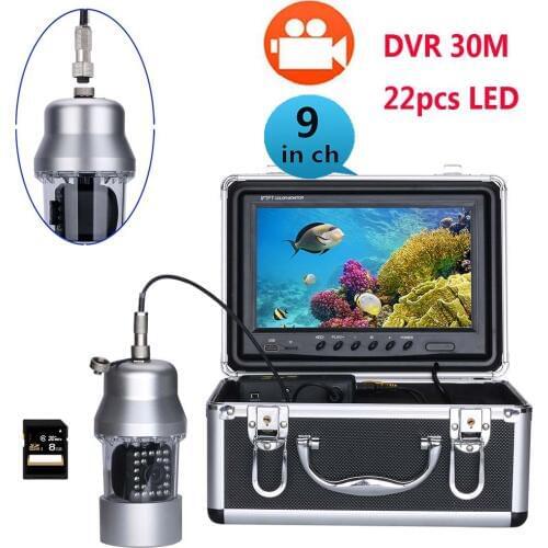 15M 30M 9"inch DVR Recorder Underwater Video Fishing Camera System 0-360 Degree View, Remote Control, 22 White LED