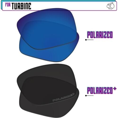 EZReplace Polarized Replacement Lenses for - Oakley Turbine Sunglasses - BlackPPlus-SapphireP