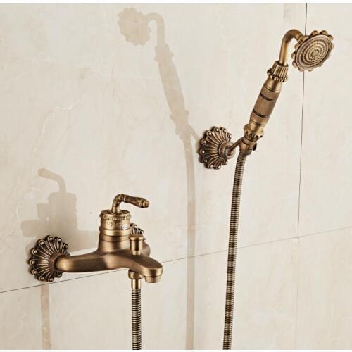 New Brass bronze finished Wall Mounted art carved bathroom shower Mixer Set Water Tap torneira chuveiro ducha free shipping