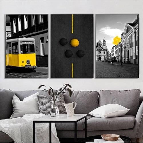 Modern Yellow City Canvas Industrial Vintage Picture Poster Canvas Print Painting Wall Art Living Room Home Decoration