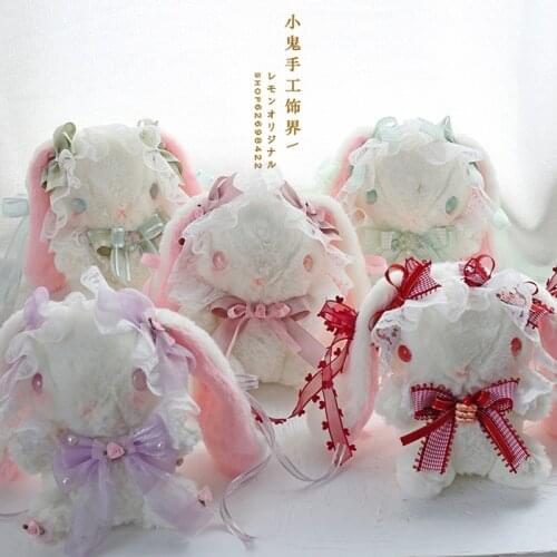 Handmade Lolita Sweet Bunny Bag Teenage Girls Itabag Lop Bag Japanese Soft Sister Cute Doll Plush Inclined shoulder bag Cosplay